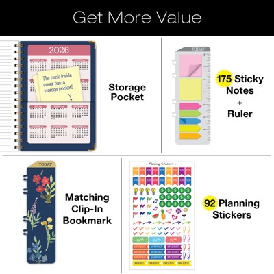 Global Printed Products Hardcover AY 2025-2026 Fashion Planner - 5.5"x8" (Navy Gold Numbers)