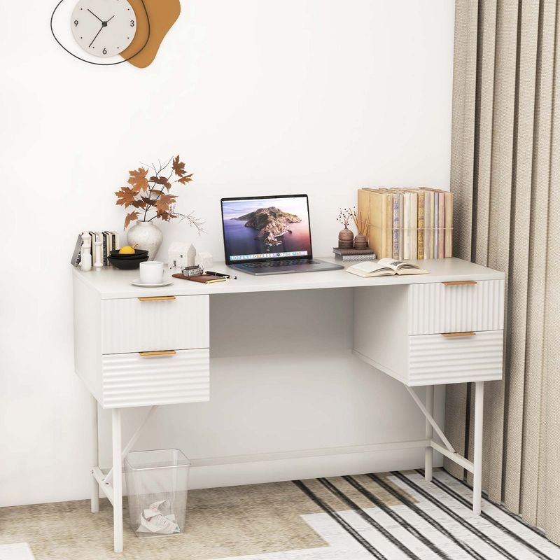 Costway 48" Computer Desk with 4 Drawers Storage Metal Frame Modern Study Writing Desk, 2 of 11