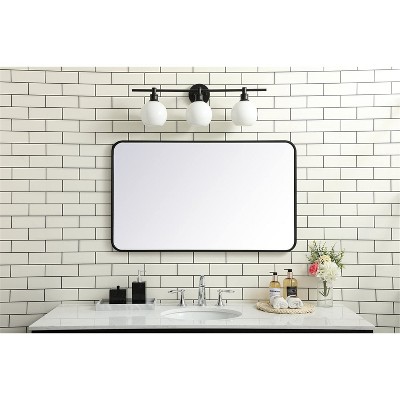 Contemporary Frameless Black Rectangular Wall Mirror 24x40 Inch