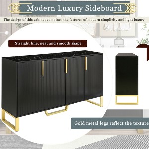 CENGHU Modern Storage Cabinet, Buffet Cabinet with Four Doors, Metal handles & Legs and Adjustable Shelves, for Living Room, Dining Room - 1 of 4
