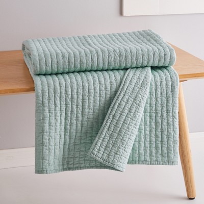 Blue Haze Cross Stitch Quilted Cotton Throw 50x60in