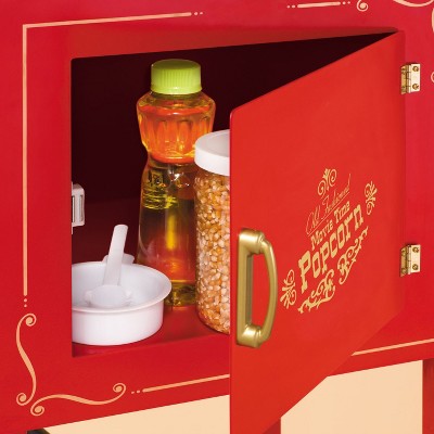 Vintage Red and Gold 53" Popcorn Cart with 8 oz Kettle