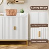 47.2" Farmhouse Buffet Sideboard Cabinet with Storage, Fluted Natural Coffee Bar Station Table with Doors and Adjustable Shelves - 4 of 4