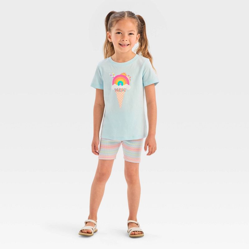 Toddler Girls' 'Ice Cream' Short Sleeve T-Shirt - Cat & Jack™ Blue, 4 of 7