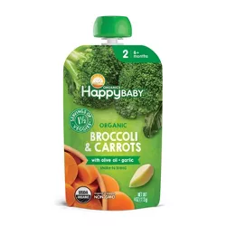 HappyBaby Organics Stage 2 Broccoli & Carrots with Olive Oil & Garlic Baby Food Pouch - 4oz