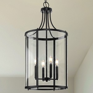 Urban Ambiance Luxury Modern Farmhouse Indoor Chandelier,  30-5/8''H x 15"W x 15''D,  Matte Black Finish, UHP4613 - 1 of 4