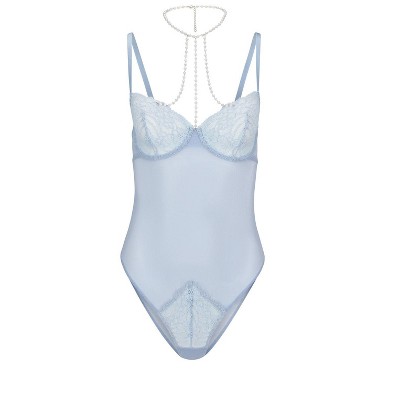Adore Me Women's Sirena Bodysuit Lingerie 32D / Skyway Blue. : Target