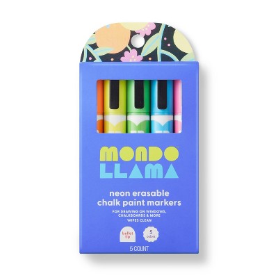 5ct Erasable Chalk Paint Markers Bullet Tip Neon - Mondo Llama™