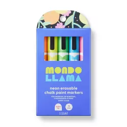 5ct Erasable Chalk Paint Markers Bullet Tip Neon - Mondo Llama™