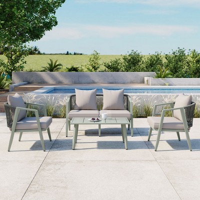 FIONECA U_STYLE Outdoor Seating Set ¨C Durable & Comfortable Patio Furniture for Patios, Lawns, Poolside, Green
