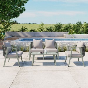 FIONECA U_STYLE Outdoor Seating Set ¨C Durable & Comfortable Patio Furniture for Patios, Lawns, Poolside, Green - 1 of 4