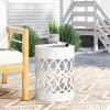 Iron Cut Design Outdoor End Tables, Modern Cylindrical Patio End Table, Outdoor Side Table with Overlapping Circle Pattern -Christopher Knight Home - 2 of 4