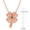EVERLY JEWELRY | Rose Plated Sterling Silver Created Emerald Accent Clover Leaf Pendant with Chain, 18 inc - 2 of 4