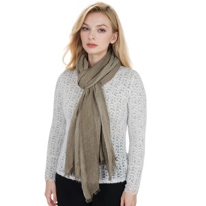 Anna-Kaci Vintage Textured Striped Scarf Lightweight Fringed Soft Warm Wrap Shawls for Women - 1 of 4