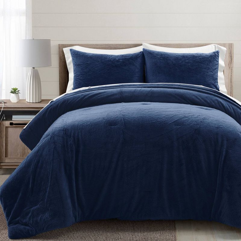 Lush Décor Modern Ultra Soft Faux Fur Light Weight All Season Comforter Bedding Set , 1 of 9