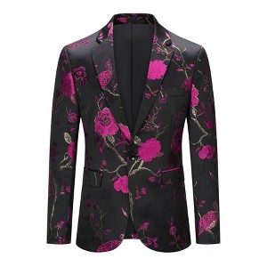 Cloudstyle Mens Embroidery Tux Dress Suit Jacket Formal Print Prom Dinner Blazer - 1 of 4