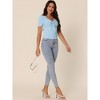 Seta T Women's Summer Casual V Neck Ribbed Knit Twisted Front Pullover T-Shirt - 3 of 4