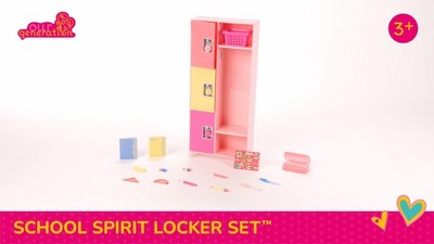 入園入学準備グッズ♡4点セット♡ハニーチューン✖️コーラルピンク♡ラスト1セット Our Generation School Spirit Pink Locker & Supplies Accessory Set