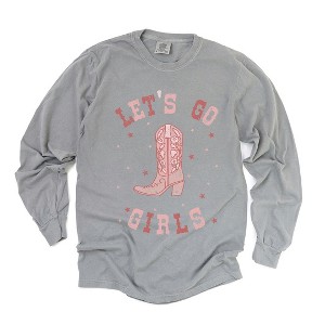 Simply Sage Market Women's Let's Go Girls Boot Long Sleeve Garment Dyed Tee - 1 of 2