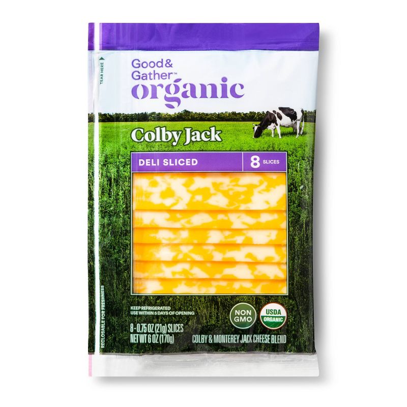 Organic Colby Jack Deli Sliced Cheese - 6oz - Good &#38; Gather&#8482;, 1 of 3