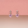 Girls' Pink Heart CZ Dangle Standard Sterling Silver Earrings - In Season Jewelry - 4 of 4
