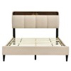 Queen/Full Size Upholstered Wooden Platform Bed Frame with Storage Headboard, Sensor Light and Sockets&USB Ports 4Q -ModernLuxe - 4 of 4