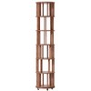 PDTEND Round Solid Wood Rotating Bookshelf on Wheels, for Small Spaces, Bedroom, Office & Corner - Walnut - 2 of 4