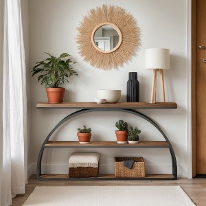 Hommoo 63" 3-Tier Arched Console Table, Narrow Entryway Sofa Table - 1 of 4