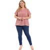 Agnes Orinda Women's Plus Size Pin Dots Notched V-Neck Dressy Trendy Fashion Casual Summer Blouses - 3 of 4