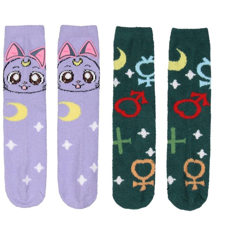 Sailor Moon Socks Women's Artemis And Luna 3D Ears Fuzzy Mid-Calf Crew Socks Multicoloured, 4 of 7