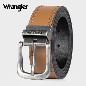 Wrangler Men's Reversible Leather Belt, Brown Black Two-in-One Western Belt, One Size - 1 of 4
