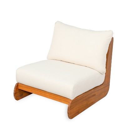 Christopher Knight Home Ansonia Mid-Century Modern Outdoor Acacia Wood Club Chair with Water-Resistant Cushion