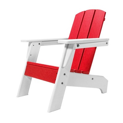 Infurnic Patio Accent Chairs, Folding Adirondack Chairs with Wide Armrests and High Back Support for Garden Backyard Patio, Red, 14"*21"*25"