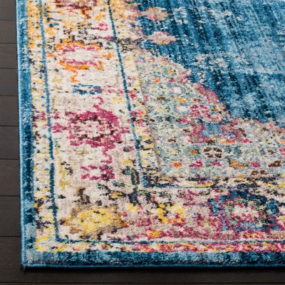 Bristol Blue and Ivory Distressed Runner Rug