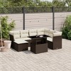 vidaXL 8 Piece Patio Sofa Set with Cushions - Brown and Cream - 2 of 4
