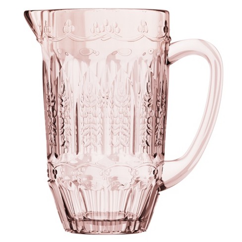 Elle Décor Vintage Glass Pitcher, Water Carafe Jug For Iced Tea, 43.9 Oz,  Pink : Target