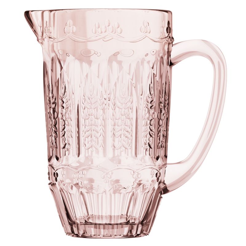 Elle Décor Vintage Glass Pitcher, Water Carafe Jug for Iced Tea, 43.9 OZ, Pink, 1 of 8