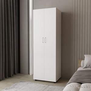 CAVINAS Wardrobe Closet,Double Door Bedroom Armoires with 2 Drawers,4 Storage Shelves,1 Hanging Rod,Armoire for Bedroom,Dressing Room,Apartment - 1 of 4