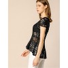 INSPIRE CHIC Women's Lace High Low Hem Cap Sleeves Peplum  Blouse - 4 of 4