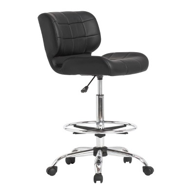 studio designs Black Crest Height Adjustable Drafting Chair: Chrome Base, 360 Swivel, 250 lbs Capacity