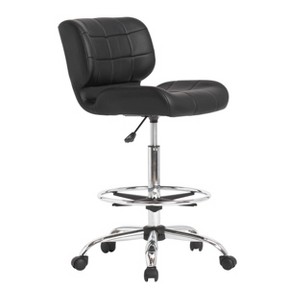 studio designs Black Crest Height Adjustable Drafting Chair: Chrome Base, 360 Swivel, 250 lbs Capacity - 1 of 4