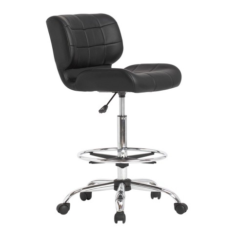 studio designs Black Crest Height Adjustable Drafting Chair: Chrome Base, 360 Swivel, 250 lbs Capacity - image 1 of 4