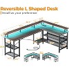 ODK 66" L Shaped Gaming Desk with Power Outlet and LED Lights - 3 of 3