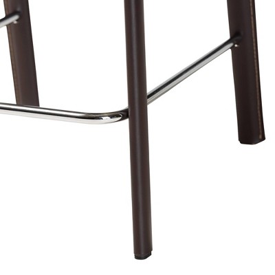 Rustic Brown Leather & Metal 42" Counter-Height Stool Set