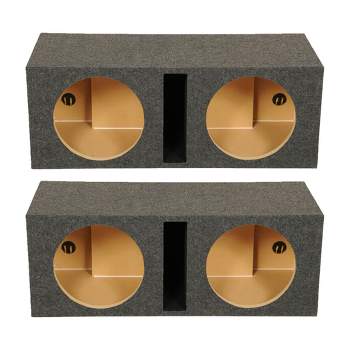 QPower QBASS Dual 10 Inch Heavy Duty MDF Car Audio Subwoofer Enclosure Boxes with Shared Slot Port Vent and Dual Chamber Design, Charcoal (2 Pack)