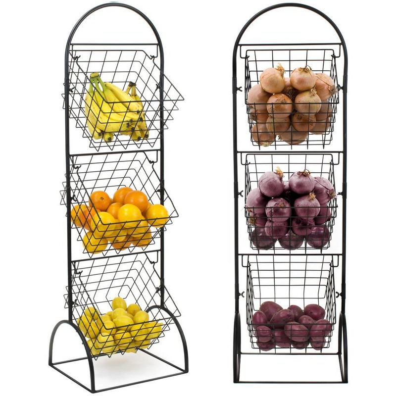 Sorbus 3-Tier Adjustable Market Basket Stand - Fruit, Veggie, & Household Organizer - Stylish Storage & Display for Kitchen & Home, 4 of 11
