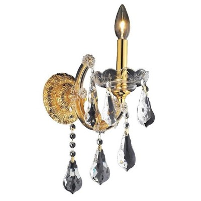 Elegant Lighting Maria Theresa 1 light Gold Wall Sconce Clear Royal Cut Crystal