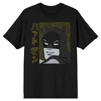 Batmanga Batman Face and Yellow Kanji Men's Black T-shirt