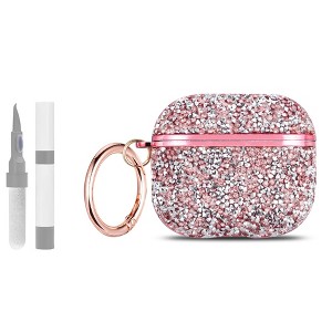 HTUTWOO for Airpods Pro 3 Diamond Case, Rhinestone Bling Glitter Shockproof Protective Cover with Keychain for Girls and Women - 1 of 4