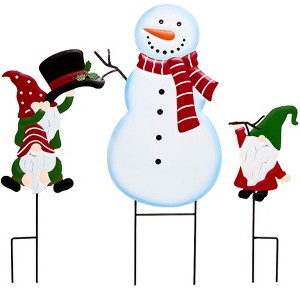 The Lakeside Collection 3-Pc. Gnomes Building a Snowman Stakes 3 Pieces - 1 of 2